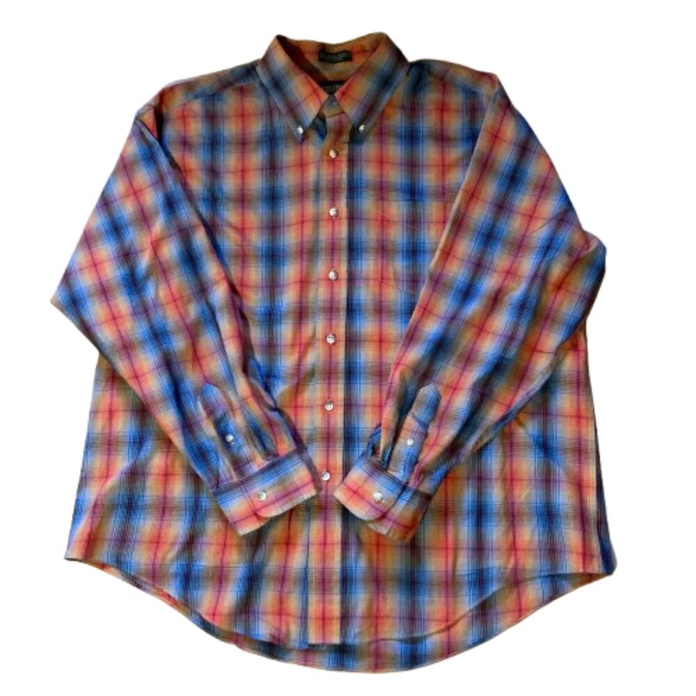 Saddlebred Men's Shirt Woven Plaid LS Button Down Easy Care, Great Colors, sx XL